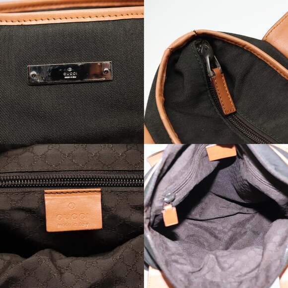 GUCCI Tote Bag Canvas Khaki Silver - Picture 11 of 13